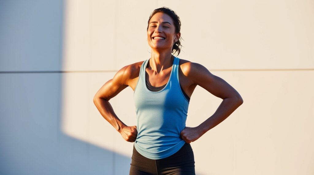 Personne satisfaite après sa séance de jumping jacks